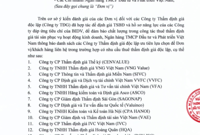 Ngân hàng TMCP Đầu tư và Phát triển Việt Nam (BIDV) lựa chọn VVI là đơn vị ưu tiên cung cấp dịch vụ Thẩm định giá
